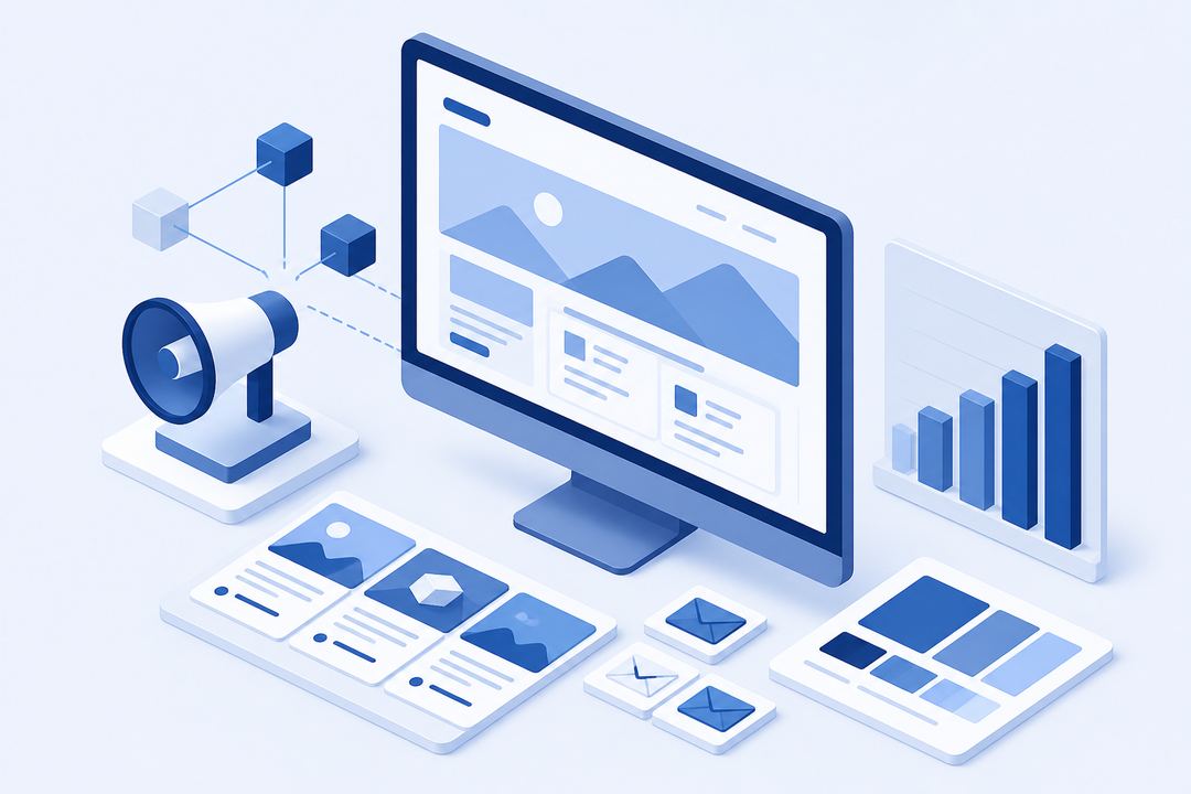 Digital marketing: sites, campaigns, and performance views.